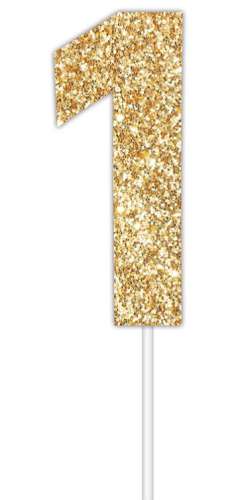 Gold Glitter Cake Topper - Number 1 - Click Image to Close